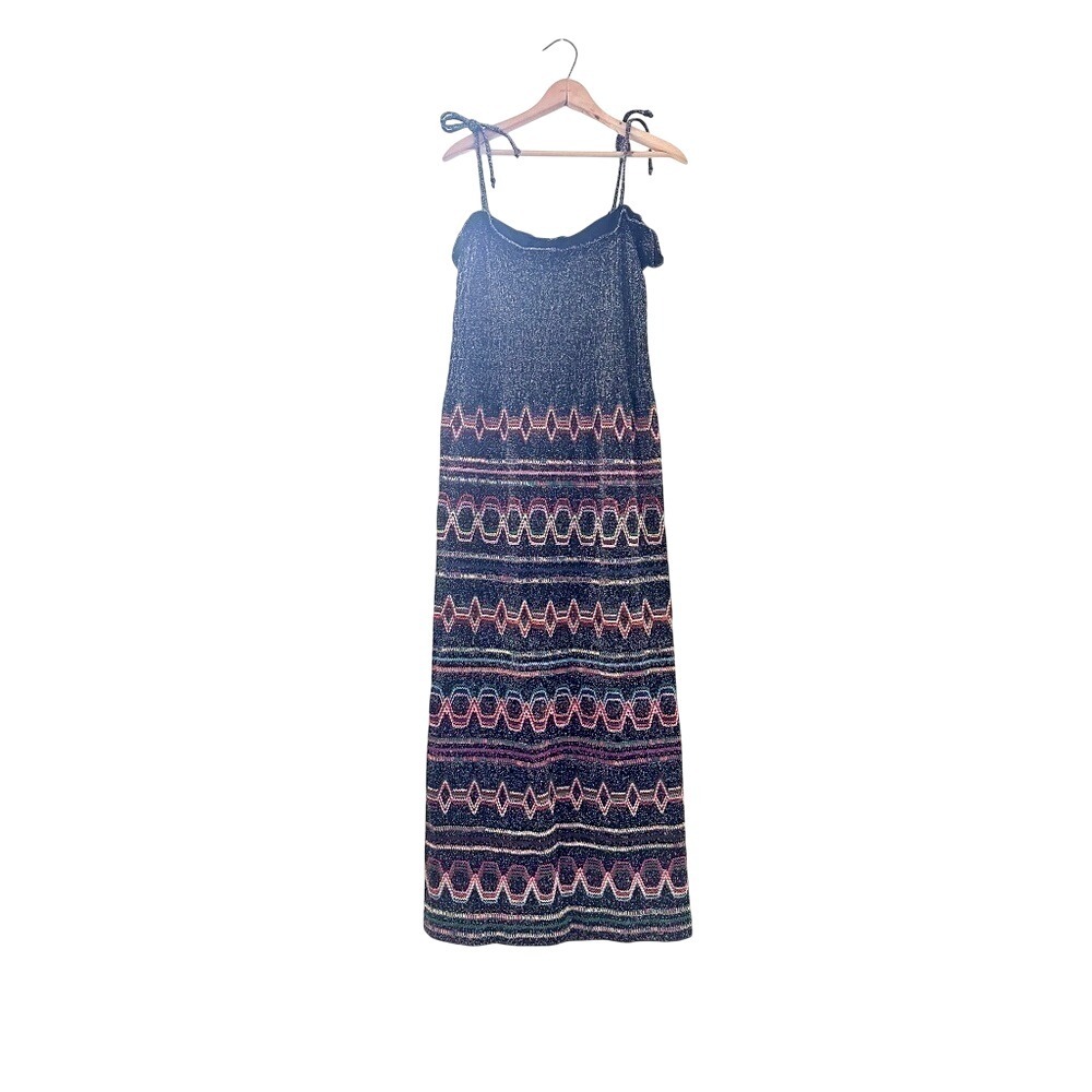 Vintage 1960sβ70s Metallicβ Knit Maxi Dress β Boho Italian Resortwear